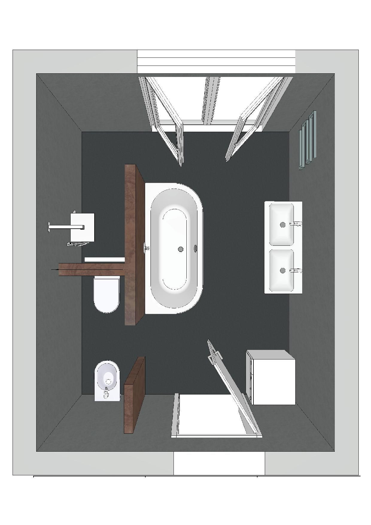 Ein Badezimmer Mit Einer Badewanne, Die Auf Drei Seiten Freisteht for Badezimmer T Wand Grundriss