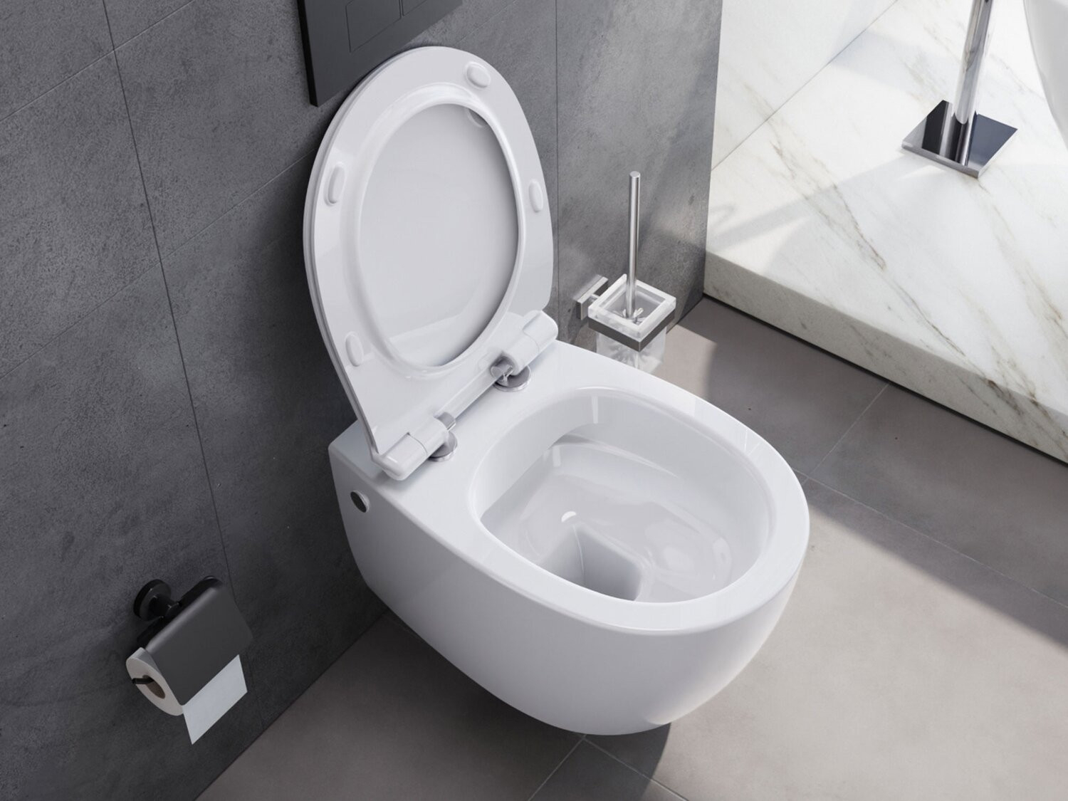 Wand Hänge Wc Toilette - Spülrandlos - Inkl. Abnehmbaren Softclose  Toiletten-Sitz - Keramik - 10.10.02.01.Kslim for Badezimmer Toilette